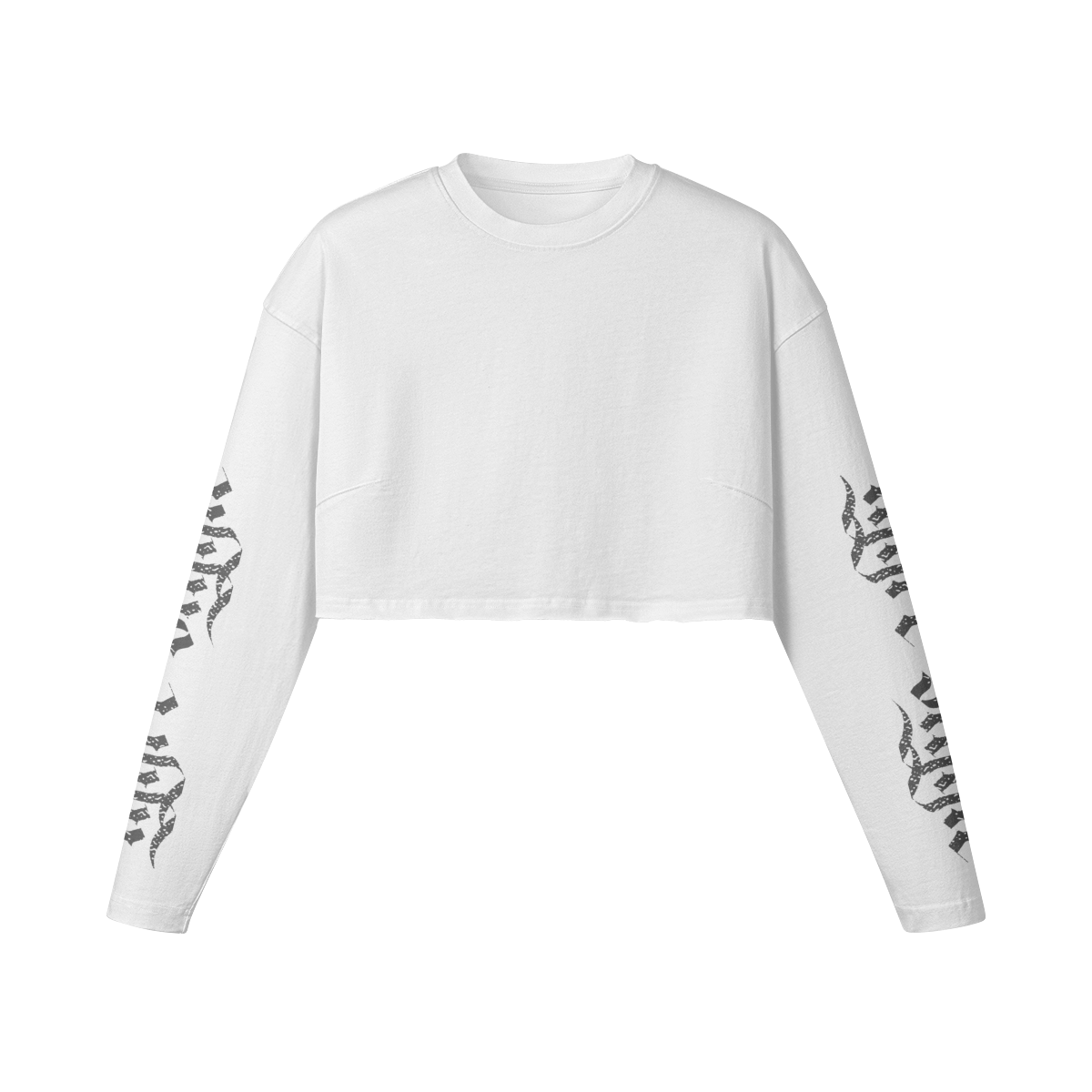 Goth Princess Cropped Long Sleeve White Tee