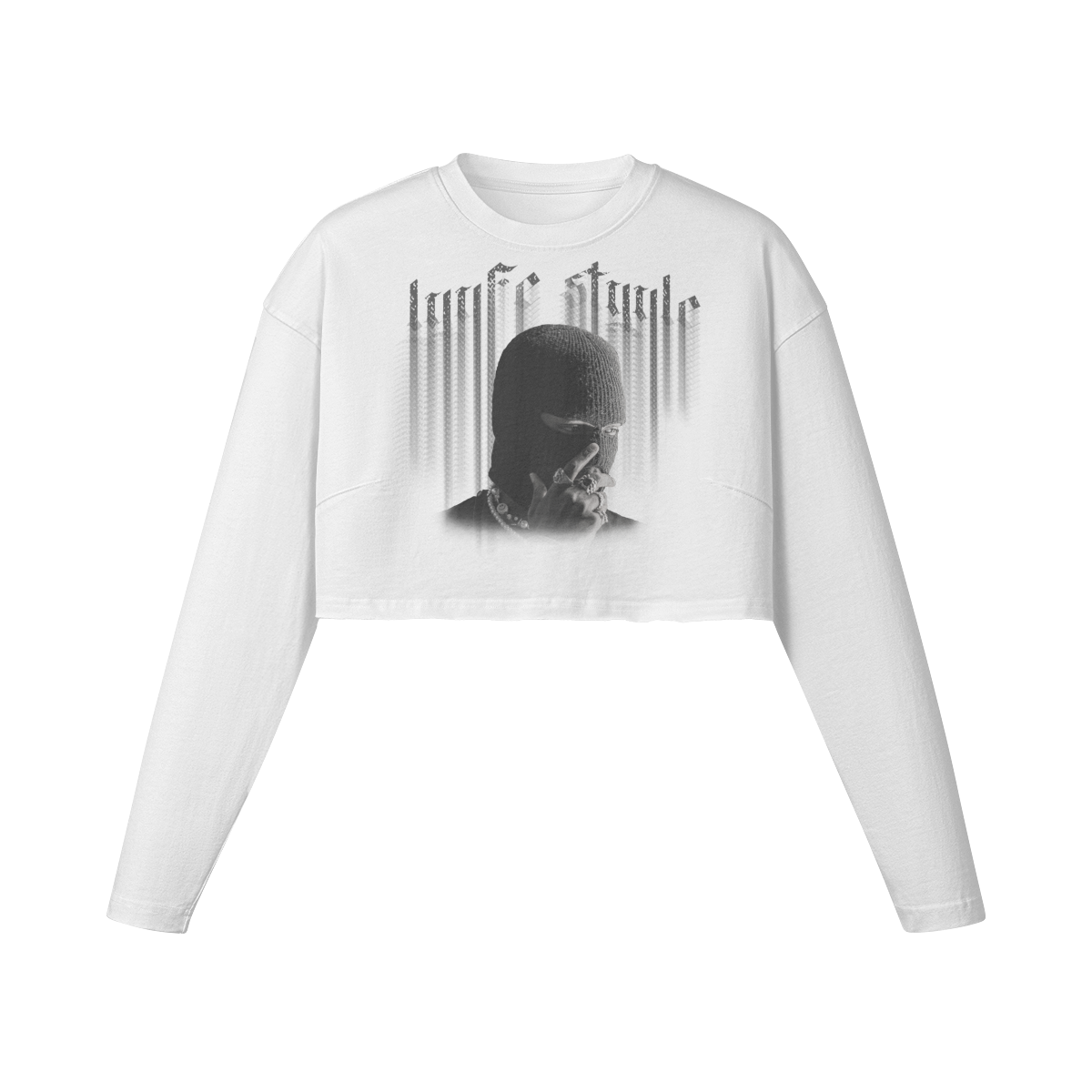 Shiesty Cropped Long Sleeve White Tee